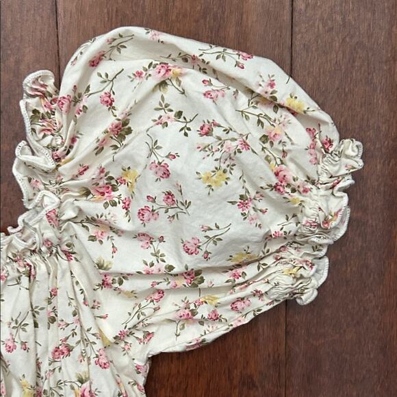 Super Cute Girl’s Cottagecore Floral Puff Sleeve Dress, Size Large (Aprx Size 4) - Picture 3 of 11